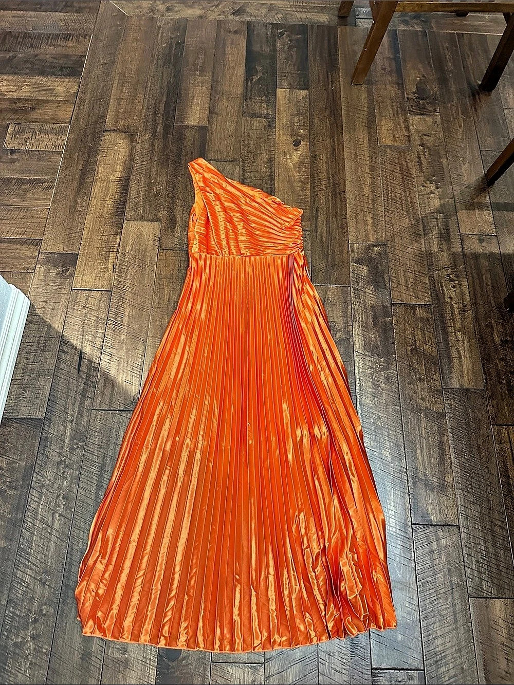 Pleated Maxi Dress in Orange